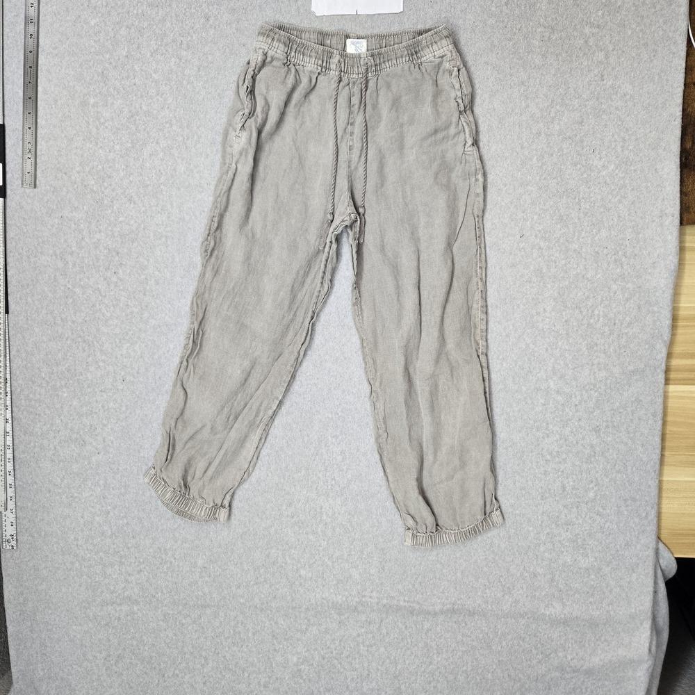 Sigrid Olsen Women Pants S Beige Linen Jogger Coastal Beach 25" Inseam